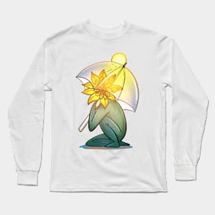 Sunflower man hiding under an umbrella Long Sleeve T-Shirt